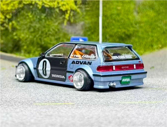 KaidoHouse x MiniGT Honda Civic EF Kaido Roulette V1 blue color box packaging 1:64 Car Pre-built Model view2