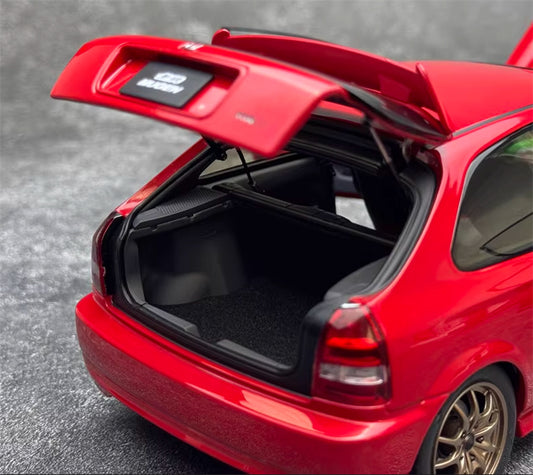 MOTORHELIX Honda Civic Type R EK9 Mugen Milan Red Limited Edition 399PCS ONLY 1:18 Car Pre-built Model view2