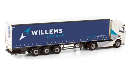 WSI DAF XF SH 4X2 CURTAINSIDE TRAILER - 3 AXLE Willems Logistics 1:50 Truck Pre-built Model