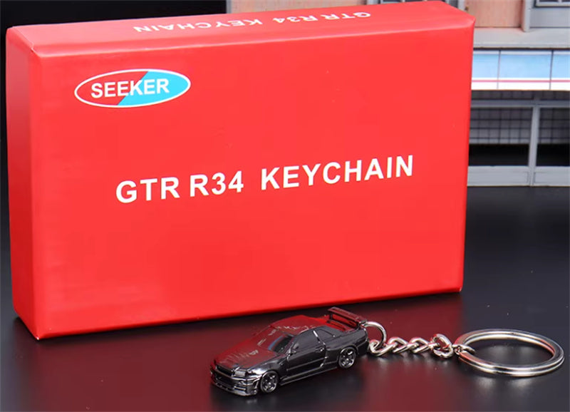 1:87 Nissan GTR34 Electroplating Dark gray SEEKER DIECAST Keychain Model