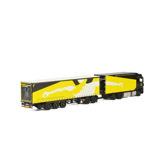 1:50 Mercedes Benz SOVEREIGN ACTROS MP4 SPACE 6x2 BOX / CURTAIN / REFRIGERATED TRUCK COMBI WSI Diecast Model