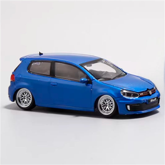 Max well Volkswagen Golf GTI 6th generation Blue BBS wheel low stance 1:64 Car Pre-built Airliner Model Display view2