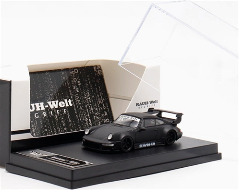 DECODE Porsche RWB 964 matte black wheels RAUH - Welt 1:64 Car Pre-built Model view6