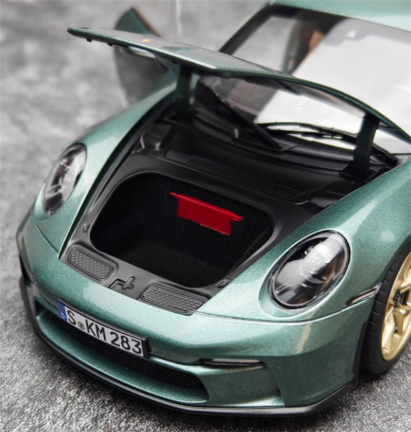 NOREV 2021 Porsche 911 GT3 Malachite green gold wheel No tail version 1:18 Car Pre-built Model view12