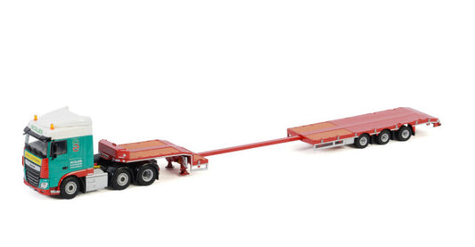 WSI DAF XF SPACE CAB 6X2 TWINSTEER SEMI LOW LOADER - 3 AXLE SCALES 1:50 Truck Pre-built Model