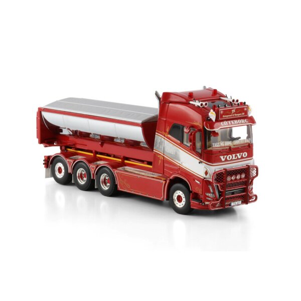 1:50 VOLVO JH ENTREPRENAD & TRANSPORT FH5 8X4 + ASPHALT CONTAINER WSI Red Diecast Model