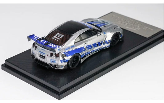 1:64 Nissan GTR R35 LB ET Model x MC Fast Silver Blue FNF Limited Edition 999PCS ONLY DIECAST Model