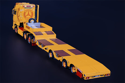 IMC Mercedes Benz Actros GigaSpace 6x2 with Nooteboom semi low loader with wheel wells VALESKE 1:50 Truck Pre-built Model