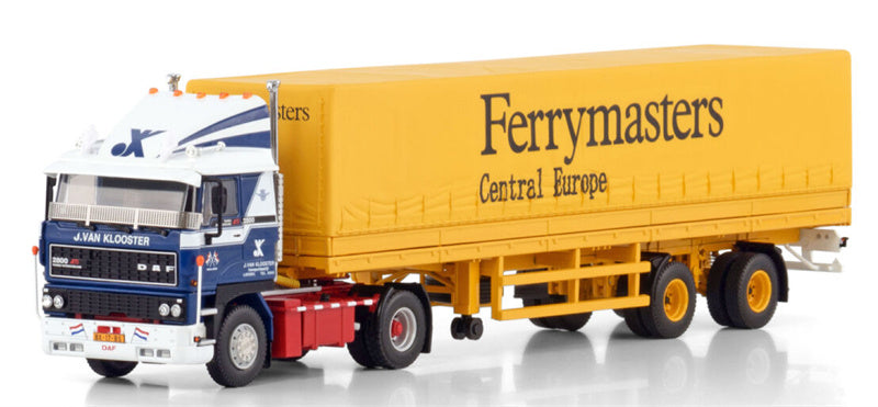 WSI DAF 2800 4X2 CLASSIC CURTAINSIDER TRAILER - 2 AXLE J. van Klooster Ferrymasters 1:50 Truck Pre-built Model