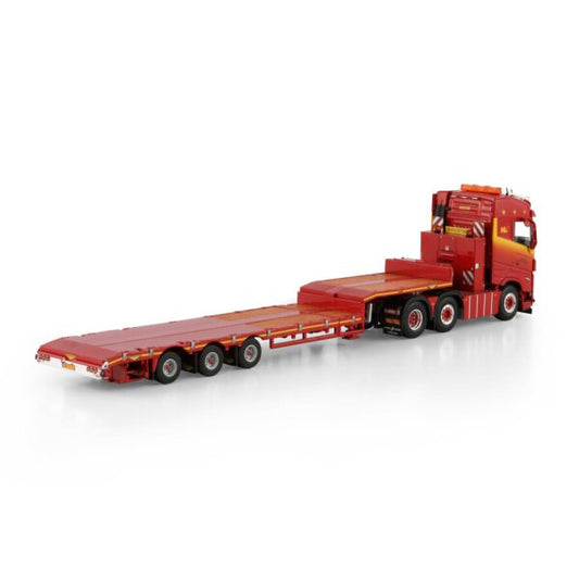 1:50 VOLVO KLAAS KUIPER FH5 6X2 SEMI LOW LOADER 3 AXLE WSI Red Diecast Model