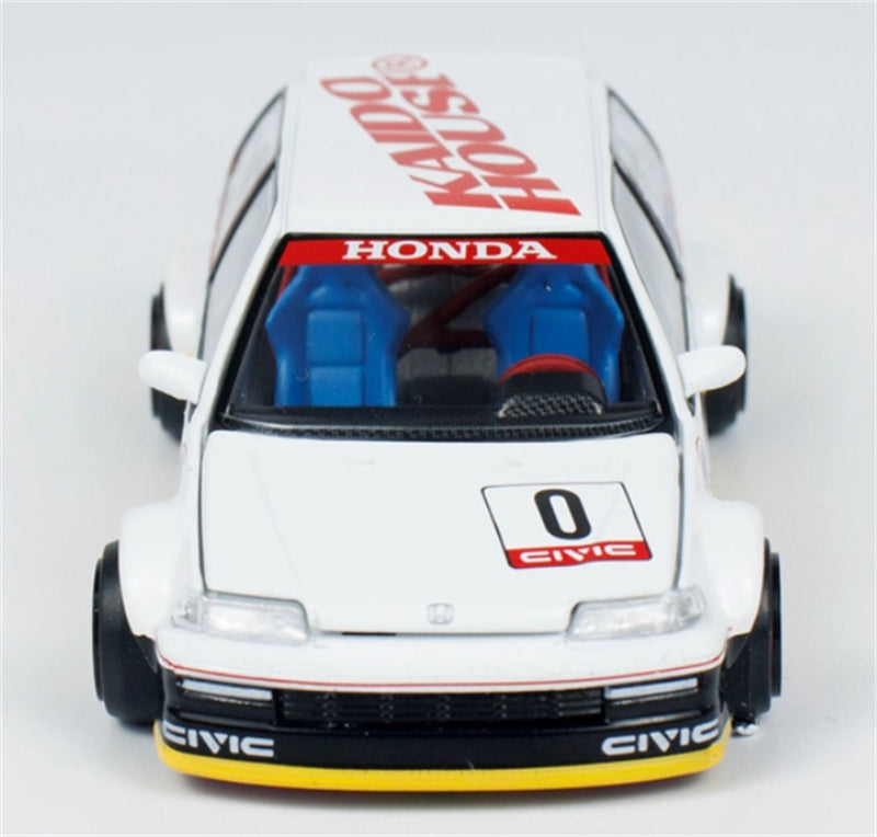 KaidoHouse x MiniGT Honda Civic EF KANJO V1 #0 White yellow color box packaging 1:64 Car Pre-built Model view11