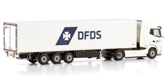 WSI DAF XG 4X2 REEFER TRAILER - 3 AXLE DFDS 1:50 Truck Pre-built Model