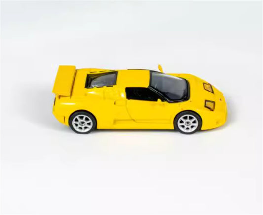 MINIGT Bugatti EB110 Super Sport Yellow color box packaging 1:64 Car Pre-built Model view2