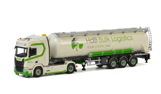 WSI SCANIA R HIGHLINE CR20H 4X2 BULK TRAILER / TIPPER - 3 AXLE HDB LOGISTICS 1:50 Truck Pre-built Model