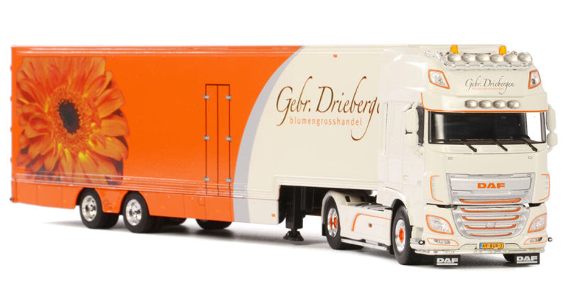 WSI DAF XF SUPER SPACE CAB 4x2 SEMI BOX TRAILER - 2 AXLE Gebr. Driebergen 1:50 Truck Pre-built Model