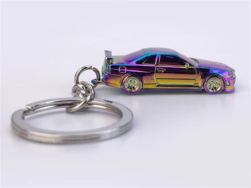 1:87 Nissan GTR34 Electroplating discoloration purple SEEKER DIECAST Keychain Model