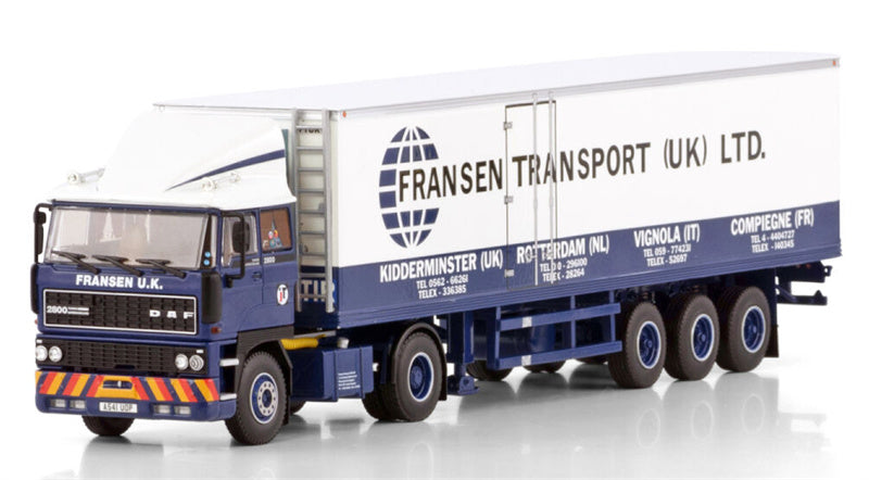 WSI DAF 2800 4X2 CLASSIC REEFER TRAILER - 3 AXLE Fransen Transport UK 1:50 Truck Pre-built Model