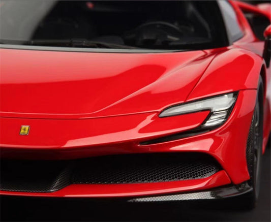 BBR MODELS Ferrari SF90 Stradale Standard Red Carbon black wheel/red calipers Limited Edition 40PCS ONLY Leather base 1:18 Car Pre-built Model view2