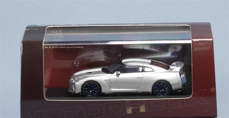 MOTORHELIX Nissan GT-R R35 50th Anniversary Edition Silver Limited Edition 999PCS ONLY 1:64 Car Pre-built Model view8