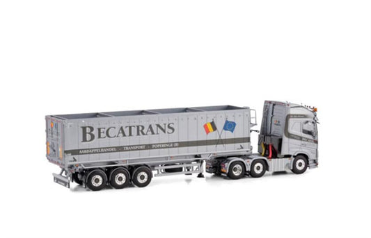 WSI VOLVO FH5 GLOBETROTTER XL 6X2 TWINSTEER VOLUME TIPPER TRAILER - 3 AXLE BECATRANS BV 1:50 Truck Pre-built Model