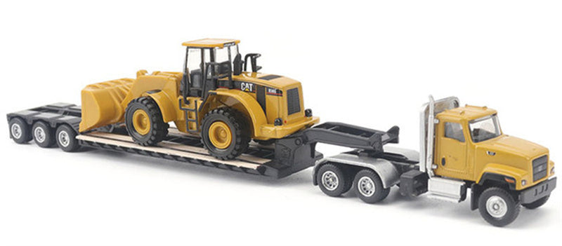 1:87 Cat Loader w/ Lowboy Trailer Caterpillar Set Yellow Diecast Model