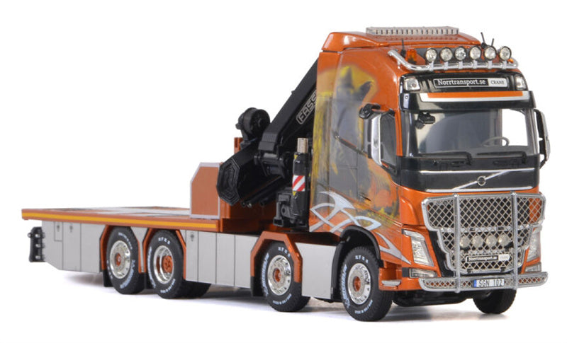 WSI VOLVO FH4 GLOBETROTTER XL 8x2 TAG AXLE FASSI 1100 JIB Norrtransport 1:50 Truck Pre-built Model