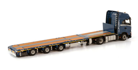 WSI IVECO S-WAY AS HIGH 4X2 MEGATRAILER FLATBED - 3 AXLE WOCKEN 1:50 Truck Pre-built Model