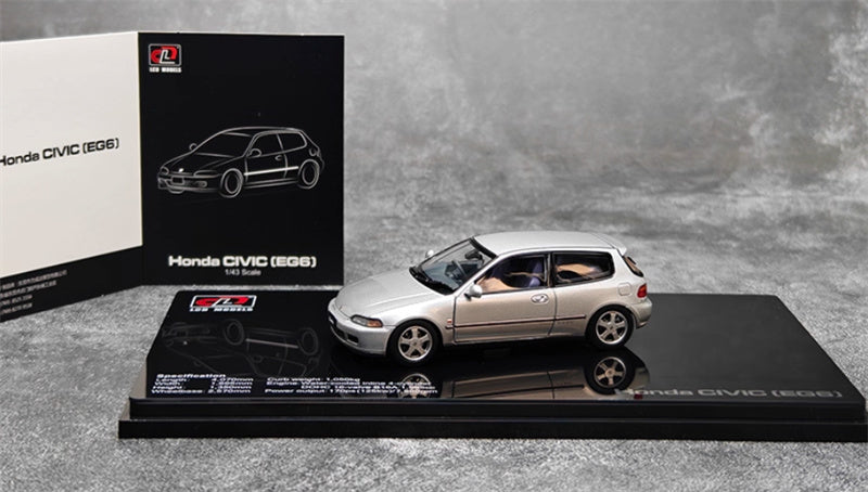 LCD-MODELS Honda Civic SiR II EG6 Fully open silver 1:43 Car Pre-built Model view9