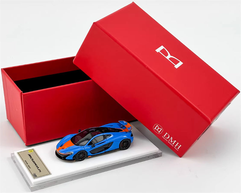 DMH McLaren P1 supercar Gulf Blue Grey Wheel 1:64 Car Pre-built Airliner Model Display view8