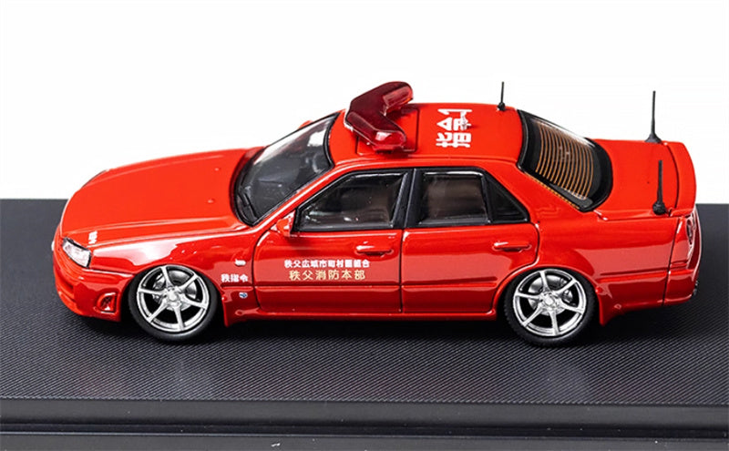 Mortal Nissan GTR ER34 SKYLINE URAS Modified Edition Fire truck red Limited Edition 699PCS ONLY 1:64 Car Pre-built Model view9