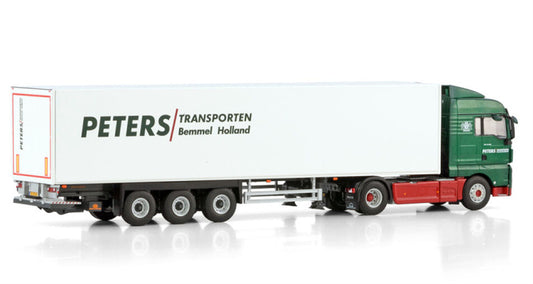 WSI MAN TGX XLX EURO 6 FACELIFT 4X2 BOX TRAILER - 3 AXLE Peters Transporten 1:50 Truck Pre-built Model