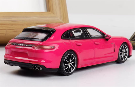 Liberty 64 Porsche Panamera Turbo S rose pink w/ Figure and wheels 1:64 Car Pre-built Airliner Model Display view2