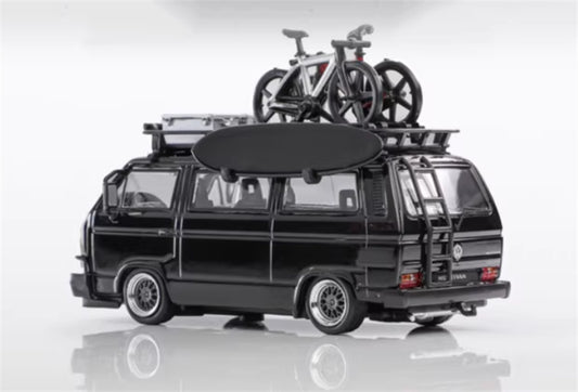 Mortal VW T3 Magway van Exhibition Edition Black - with Accessories 1:64 Car Pre-built Model view2