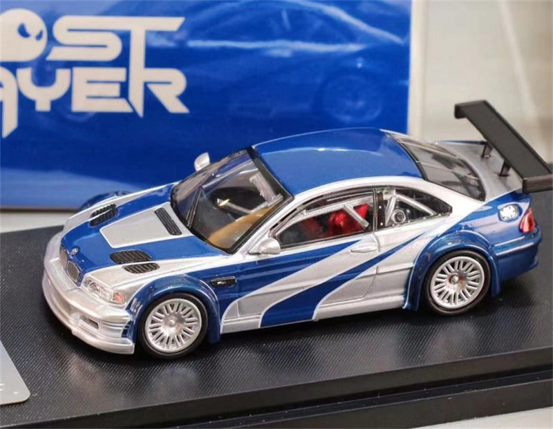 1:64 BMW M3 E46 GTR Silver with Blue Stripes Ghost Playe DIECAST Limited Edition 999pcs ONLY Model