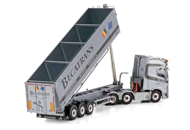 WSI VOLVO FH5 GLOBETROTTER XL 6X2 TWINSTEER VOLUME TIPPER TRAILER - 3 AXLE Becatrans BV 1:50 Truck Pre-built Model