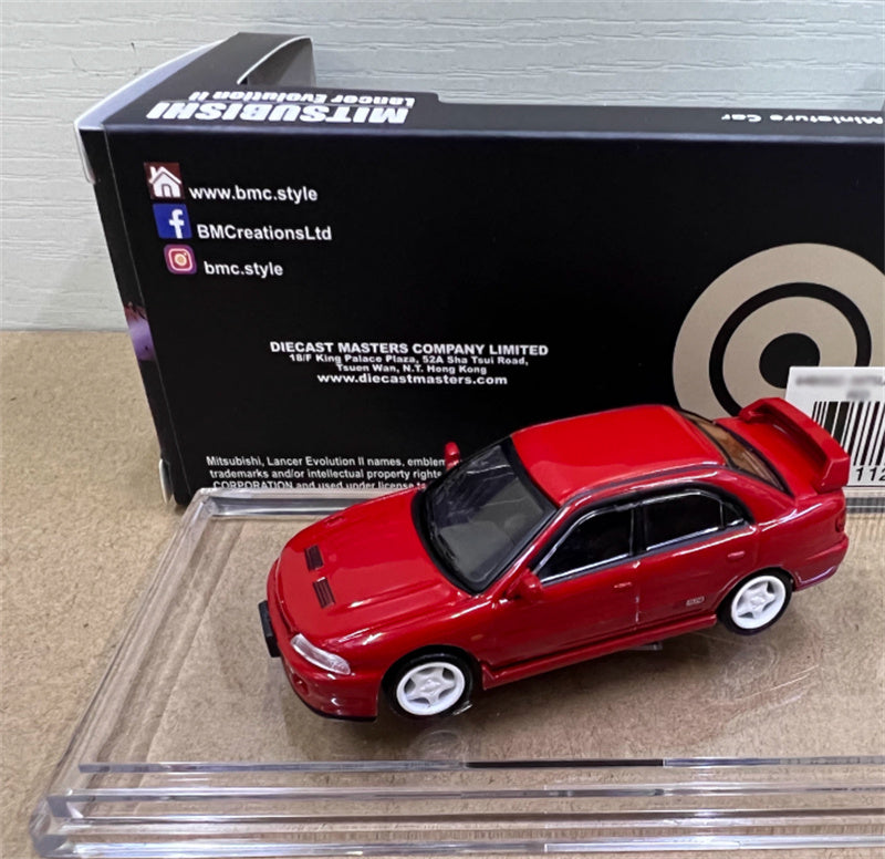 BM Creations MITSUBISHI LANCER EVO II RIGHT HAND DRIVE Red 1:64 Car Pre-built Model
