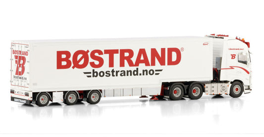 WSI VOLVO FH5 GLOBETROTTER XL 6X2 TAG AXLE BOX TRAILER - 3 AXLE BOSTRAND 1:50 Model