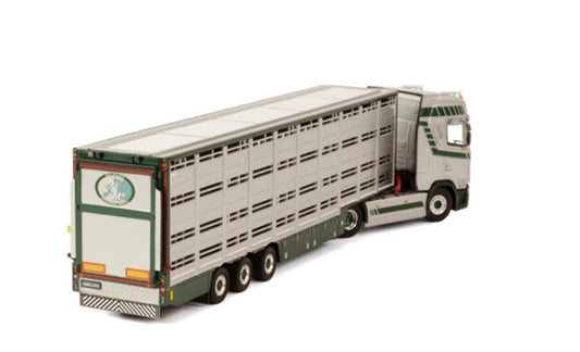WSI SCANIA S HIGHLINE CS20H 4X2 LIVE STOCK TRAILER - 3 AXLE KEUS & MOLLINK 1:50 Truck Pre-built Model
