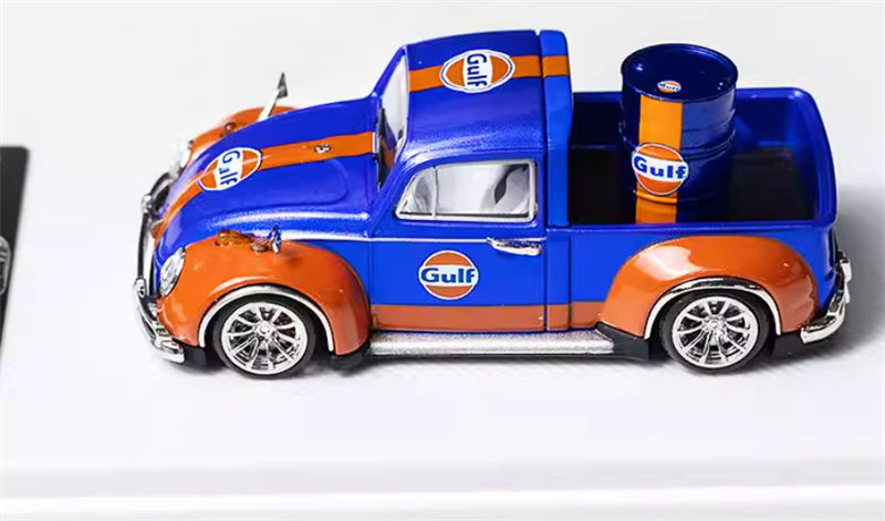 Liberty 64 Volkswagen Beetle Pickup Gulf Painting w/ resin Gulf oil drum 1:64 Car Pre-built Airliner Model Display view9