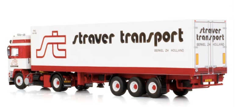 WSI VOLVO F12 GLOBETROTTER 4X2 REEFER TRAILER - 3 AXLE STRAVER TRANSPORT 1:50 Truck Pre-built Model