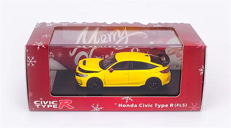 MOTORHELIX Honda Civic Type R FL5 Yellow Christmas Livery 1:64 car Pre-built Model view8