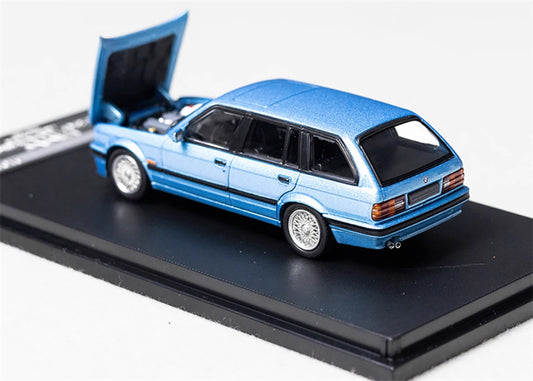 Mortal BMW E30 3 Series Touring regular version Openable Hood Pearl Blue Limited Edition 799PCS ONLY 1:64 Car Pre-built Model view2