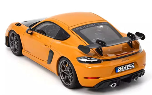 NOREV 2023 Porsche Cayman GT4 RS sports car Hard top orange 1:18 Car Pre-built Model view2