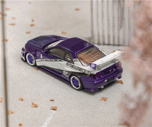 Fuji Nissan Skyline GT-R R34 Nismo Z-Tune Purple silver Limited Edition 999PCS ONLY 1:64 Car Pre-built Model view2