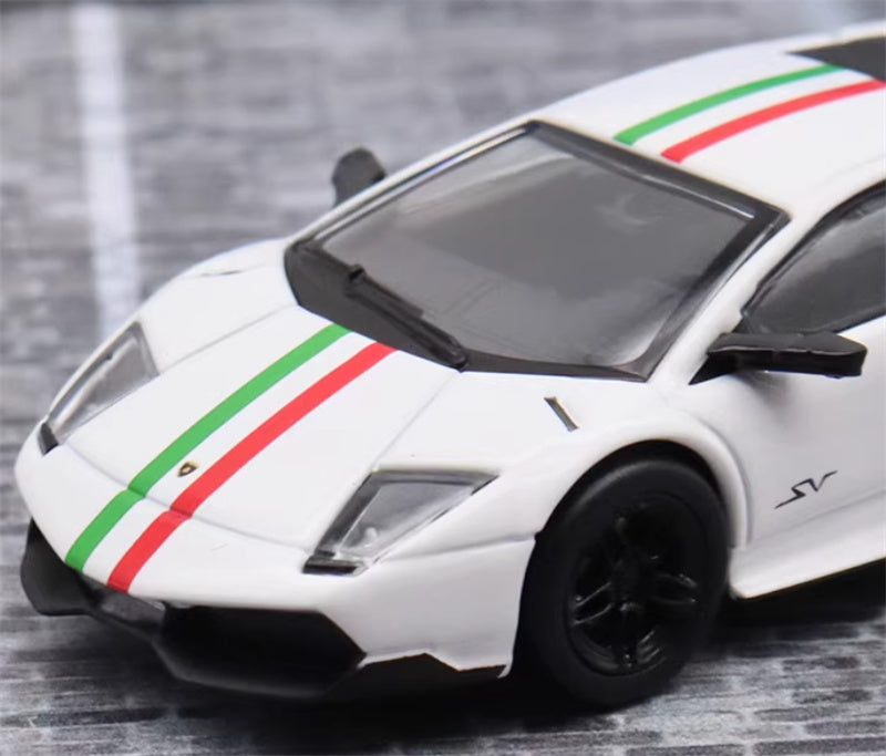 Max well Lamborghini Murcielago LP670-4 SV White w/ Stripe Version 1:64 Car Pre-built Airliner Model Display view11
