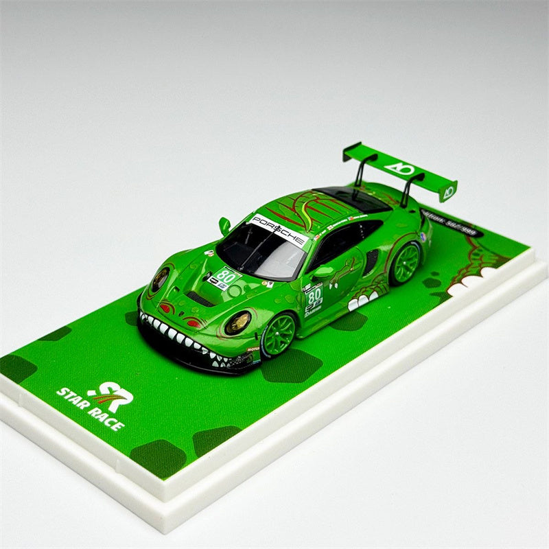 1:64 Hino H300 & Porsche dinosaur Painting Green TOP LUX x STAR RACE Set DIECAST Model