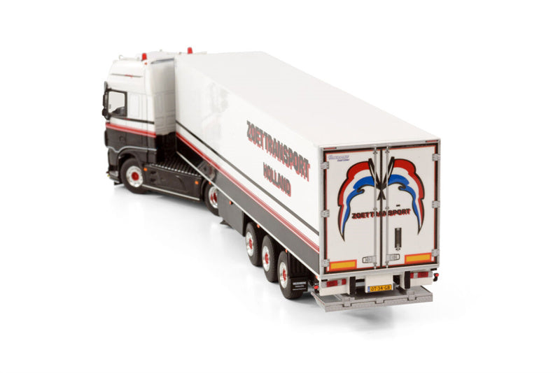 WSI DAF XF SUPER SPACE CAB MY2017 4X2 REEFER TRAILER - 3 AXLE PETER ZOET TRANSPORT 1:50 Truck Pre-built Model