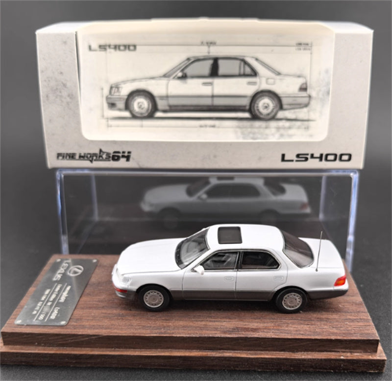 Fine works 64 Lexus LS400 White w/ gray skirt edge Ordinary wheels Limited Edition 500PCS ONLY 1:64 Car Pre-built Model view8