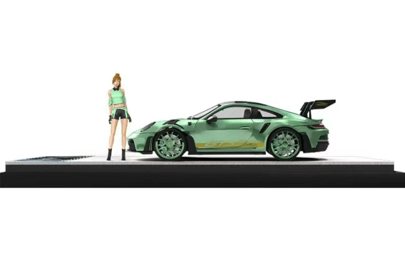 1:64 PORSCHE 911 992 GT3 RS Mint Green AURORA MODEL w/ Figure Limited Edition 499PCS ONLY DIECAST Model