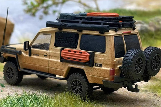 Autobots Models Toyota Land Cruiser LC78 J70 Off road modified version of personnel carrier Light yellow vintage version 1:64 Truck Pre-built Model view2